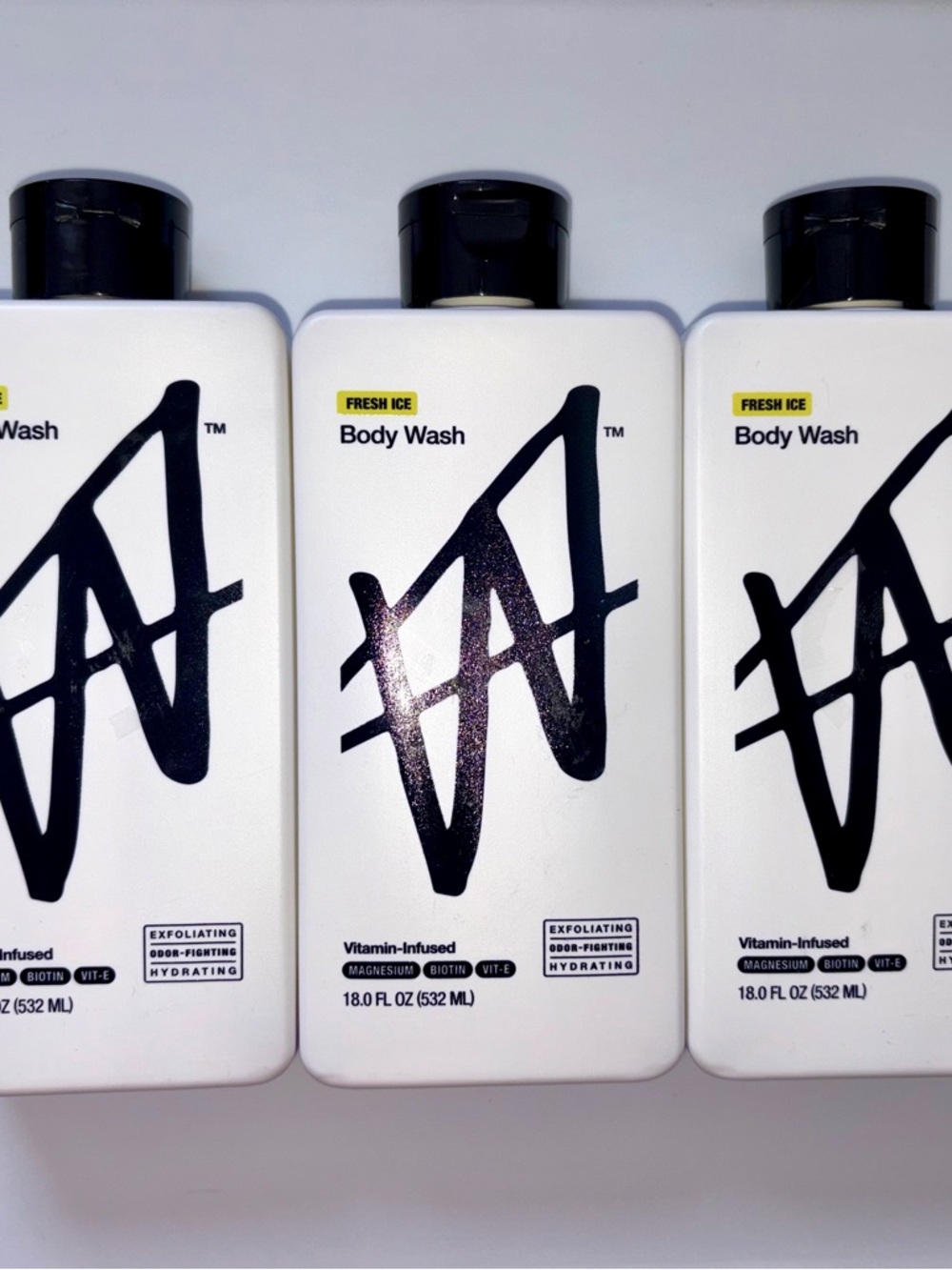 3 x W By Jake Paul Body Wash - Exfoliating - Hydrating - Fresh Ice - 18 fl oz